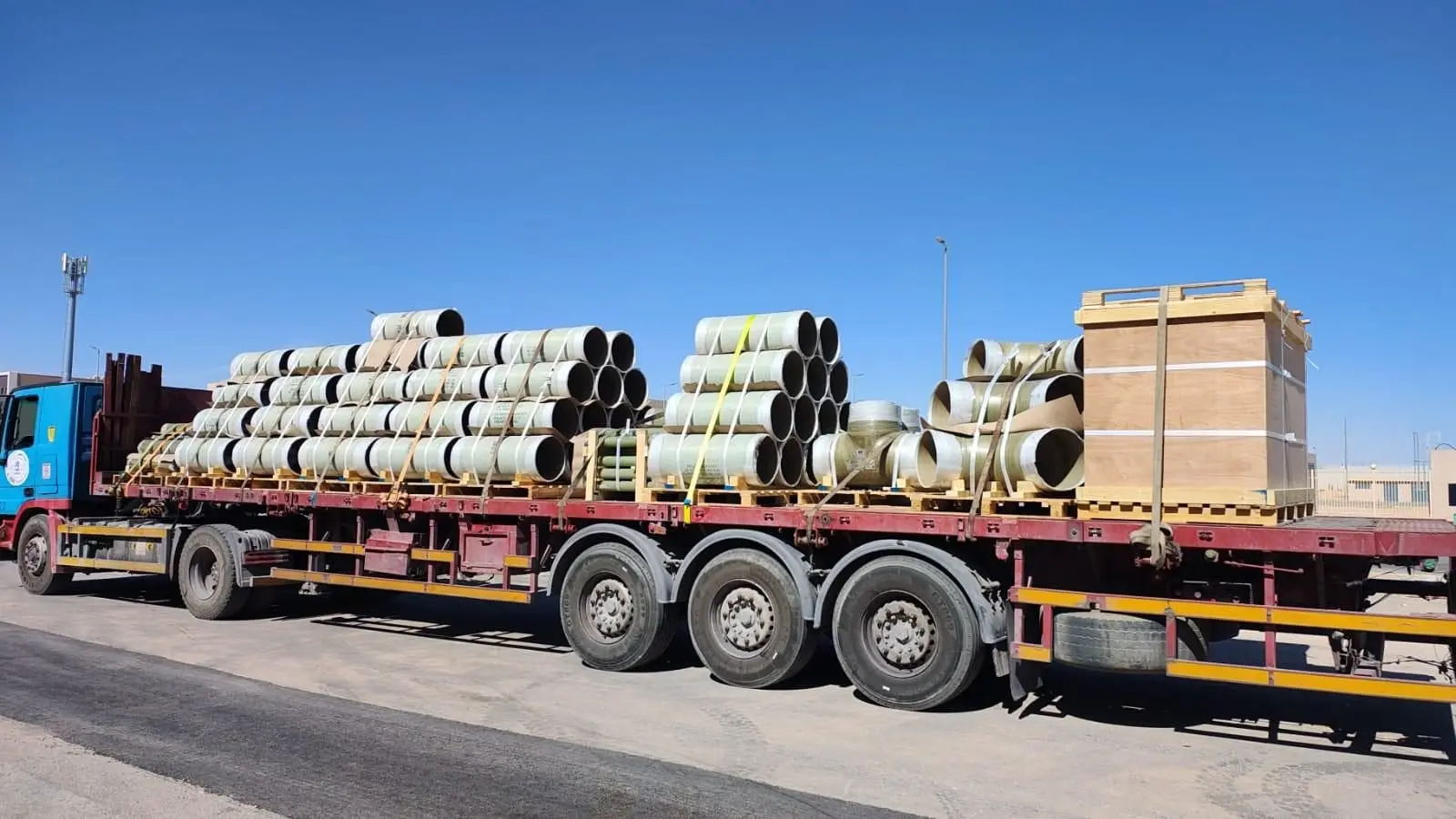 Pipe materials arriving by truck