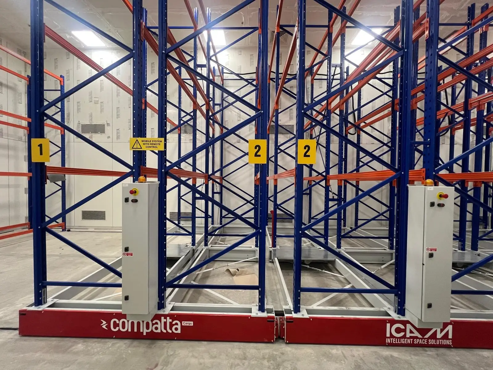 Installed mobile racking storage system