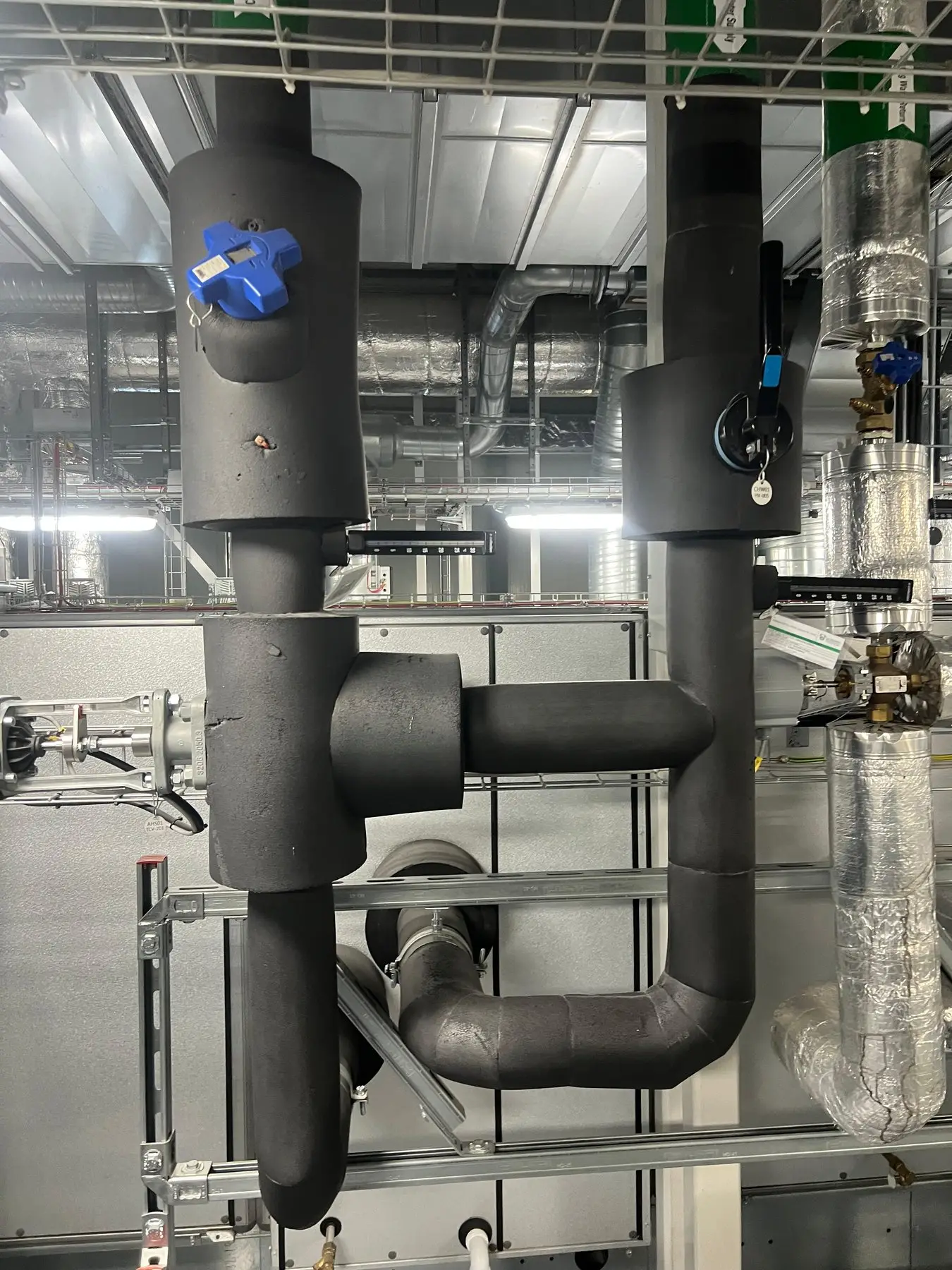 Insulated chilled-water piping and valves